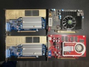4x karty graficzne PCI-E: Radeon HD 5670, GeForce 8400 GS, 2x GF 6600