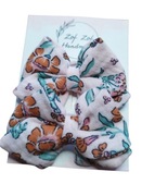 Spinki kokardy muślinowe handmade kwiatowy wzór 