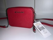 MICHAEL KORS JET SET TRAVEL CROSSBODY MINI CHILI nowa torebka skórzana