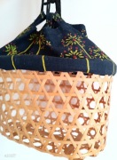 Japońska letnia torebka koszyk kago z woreczkiem kinchaku fajerwerki kagome