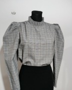 Bluzka w kratę marki Zara/bufki romantyczny styl/używana rozmiar 36/S