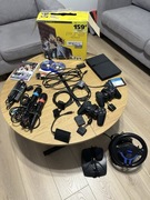 PS2 SLIM 77004 – pełny komplet + SingStar + kierownica + gry + akcesoria
