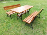 Meble ogrodowe dębowe 140 cm żeliwne nogi