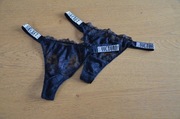 2 szt. koronkowe victoria's secret stringi majtki z cyrkoniami r. S 