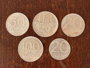 5 Monety PRL (3x 20Zł + 50Zł i 100Zł)