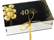 Pudełko prezentowe 40 urodziny niezbędnik z przegródkami na gadżety