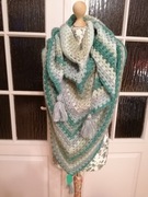 Chusta damska duża, ciepła, ręcznie robione, pasy