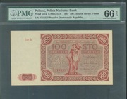 100 złotych z 1947r Ser. A. Grading PMG 66 EPQ (Gem Uncirculated) ŚLICZNY