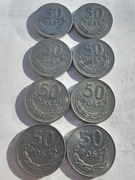 Polska PRL 50 groszy 1970 - 1978 (8 monet) ŁADNE