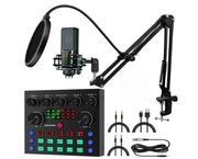 Mikrofon studyjny ze statywem i filtrem USB z mixerem