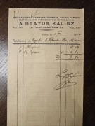 A. BEATUS Mechaniczna Fabryka Torebek, skład papieru  Kalisz 1930 r.