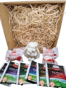 Zestaw Prezentowy – Świeca Sojowa Zając + Herbata + Raffaello