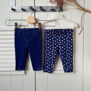 Spodnie legginsy 68 niebieskie granatowe serduszka C&A elastyczne miękkie