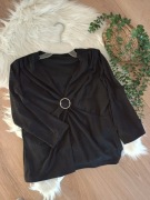 XXXL czarna elegancka wizytowa lśniąca bluzka z rękawem damska 46