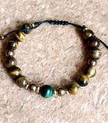 Bransoletka orginalny malachit i tygrysie oko