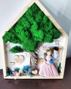 Ramka rodzinna pamiątka rocznica ślubu prezent handmade Makrama laleczki 