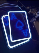 Neonowy napis Karta do Gry Poker LED USB neon niebieski 
