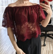 Koronkowa bluzka, bordowa, M, Missguided