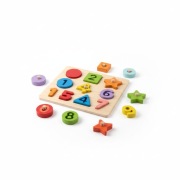 Puzzle Drewniane Edukacyjne Cyfry i Kształty - Nauka Liczenia dla Dzieci