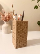 Beżowy organizer na biurko z Japońskim Wzorem Asanoha – NOOK.LA