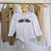 Body 74 szare panda z uszami długi rękaw unisex