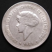 Luksemburg 5 franków 1929 - księżna Charlotte - srebro