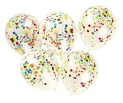 BALONY LATEKSOWE Z KONFETTI 5 szt. przezroczyste