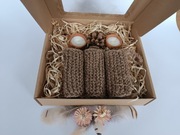 Myjki ze sznurka konopnego ze świeczkami sojowymi - zestaw prezentowy