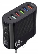 Ładowarka 6 portów USB, USB C 65W szybkie Ładowarka do telefonu