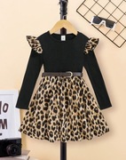 Sukienka dla dziewczynki w panterkę święta elegancka 104-110