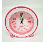 Budzik analogowy dla dzieci zegar z lampką LED 9cm różowy