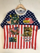 koszulka biała czerwona vintage usa vintage 1995 streetwear 90s y2k grail