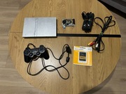 PS2 srebrna + karta FMCB, pad, kabel AV, kabel zasilający