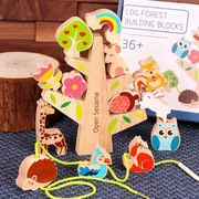 Drewniana układanka przewlekanka leśnie zwierzątka