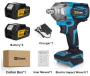 Gisam 1200Nm bezszczotkowy klucz udarowy 1/2", 2 akumulatory, nowy