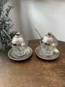 Dwie małe cukiernice USSR zestaw  PRL vintage pojemnik na musztardę 