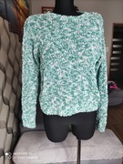 Sweterek zielono biały S 36 cieplutki