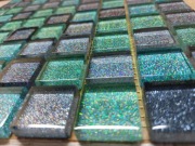 Mozaika szklana 25x25cm mix brokatów zielono szarych