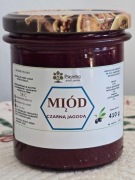 Miód z czarną jagodą liofilizowaną 410g.