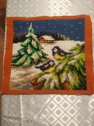 Sikorki zimą - haft krzyżykowy