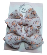 Spinki kokardy muślinowe handmade drobne kwiatki 