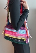 Kolorowa torebka na ramię i do ręki, bawełna, rękodzieło 