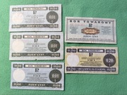 Zestaw bonów towarowych 1 cent i 20 centów 1969 i 1979