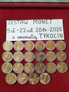 5zl 22szt z monetą TYKOCIN  mennicze 2014-2025