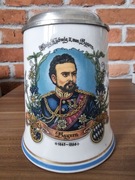 Kufel porcelanowy z cynową pokrywką – PJW Bavaria – Król Ludwig II – 1995