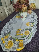 Bieżnik obrus serweta ażurowa retro vintage PRL kwiaty