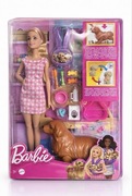 Zestaw Barbie Narodziny piesków, Lalka + 4 pieski (HCK75)