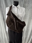 Nerka torba XXL czekolada zamsz naturalny Włoska - nowa