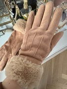 Rękawiczki z futerkiem New Yorker futerko futro camel brązowe Zara Bershka