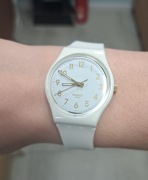 Zegarek swatch gent biały kremowy złote indeksy